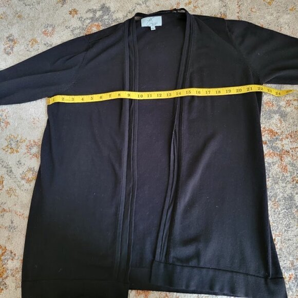 Joan Vass Open Front Mesh Detail Draped Cardigan - Size L - Picture 8 of 10